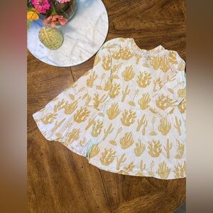 Cactus Print Long Sleeve Dress